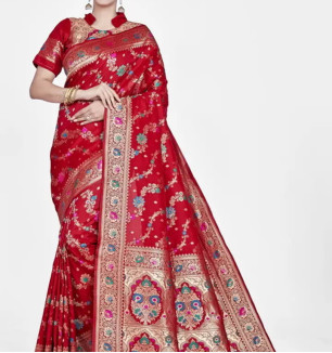 Beautiful  Art Silk  Jacquard Saree With Blouse Piece For Women