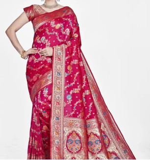 Beautiful  Art Silk  Jacquard Saree With Blouse Piece For Women