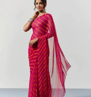 Stylish Women Chiffon  Saree With Blouse Piece