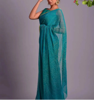 Stylish Women Chiffon  Saree With Blouse Piece