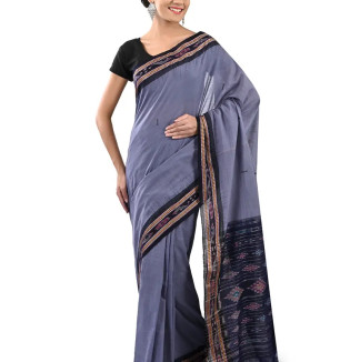 Stylish Cotton Grey Woven Design Saree Without Blouse Piece