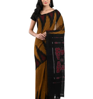 Stylish Cotton Golden Woven Design Saree Without Blouse Piece