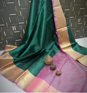 Nbsp;Stylish Women Banarasi Silk Cotton Saree With Unstitched Blouse Piece