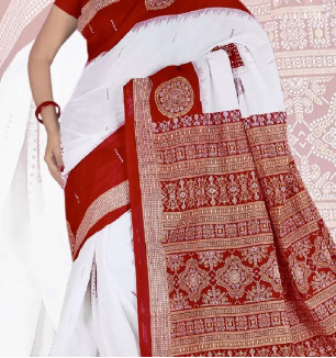 Stylish Multicoloured Cotton Sambalpuri Saree With Blouse Piece