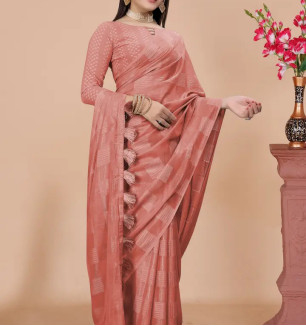 Elegant Georgette Saree With Blouse Piece