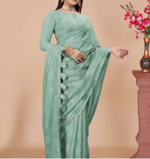 Elegant Georgette Saree With Blouse Piece