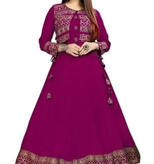 Women's Rayon Printed Anarkali Kurti With Short Jacket