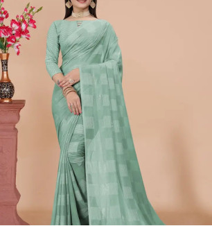 Stylish Silk Blend Saree With Blouse Piece For Women