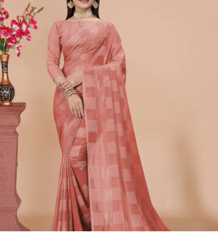 Stylish Silk Blend Saree With Blouse Piece For Women