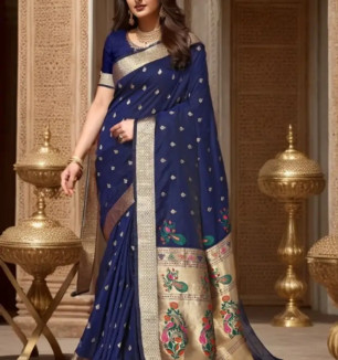 Beautiful Paithani Silk Saree With Blouse Piece