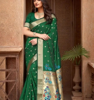 Beautiful Paithani Silk Saree With Blouse Piece