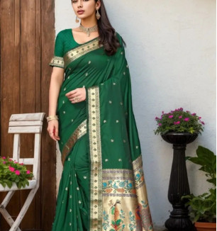 Beautiful Paithani Silk Saree With Blouse Piece