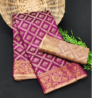 Art Silk Jacquard Saree With Blouse Piece