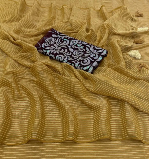 Chiffone Saree With Two Tone Soft Fabric With Contrast Blouse.