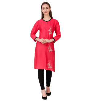 Stylish Black Cotton Stitched Kurta For Women