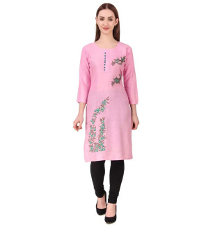 Stylish Navy Blue Cotton Stitched Kurta For Women