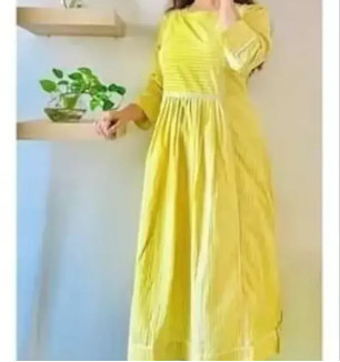 Beautiful Yellow Rayon Kurta Bottom Set For Women