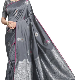 Classic Silk  Blend Saree With Blouse Piece