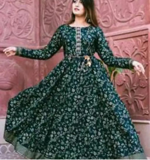 Stylish Green Georgette Anarkali Kurti For Women