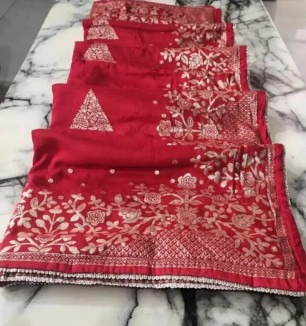 Chanderi Silk Woven Design Lace Border Sarees With Blouse Piece