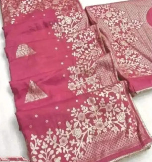 Chanderi Silk Woven Design Lace Border Sarees With Blouse Piece