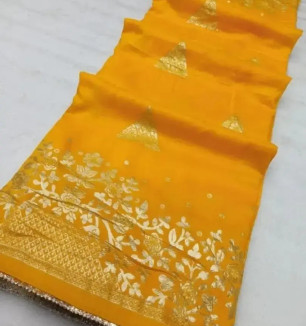 Chanderi Silk Woven Design Lace Border Sarees With Blouse Piece