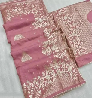 Chanderi Silk Woven Design Lace Border Sarees With Blouse Piece