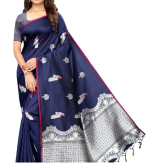 Women Pure Banarasi Silk Saree With Blouse Piece