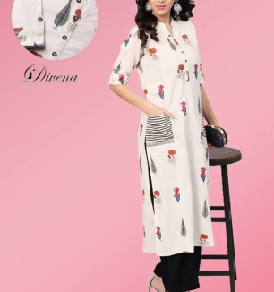 Stylish Khadi Cotton Printed Kurta For Women