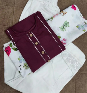 Purple Cotton Solid Kurtas For Women