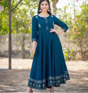 Women Embellished Rayon Anarkali Kurta