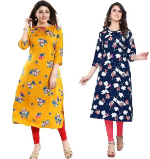 Multicoloured Crepe Printed Kurtas For Women