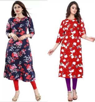 Multicoloured Crepe Printed Kurtas For Women