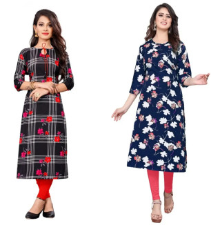 Multicoloured Crepe Printed Kurtas For Women