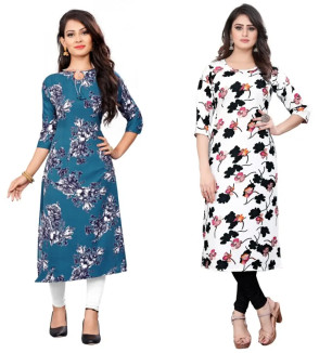 Multicoloured Crepe Printed Kurtas For Women