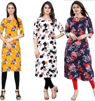 Multicoloured Crepe Printed Kurtas For Women