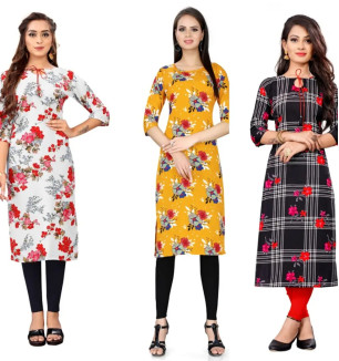 Multicoloured Crepe Printed Kurtas For Women