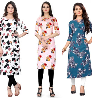 Multicoloured Crepe Printed Kurtas For Women