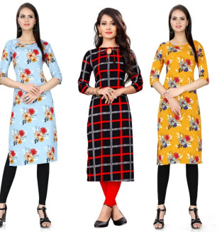 Multicoloured Crepe Printed Kurtas For Women