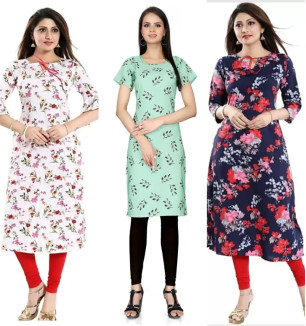 Multicoloured Crepe Printed Kurtas For Women