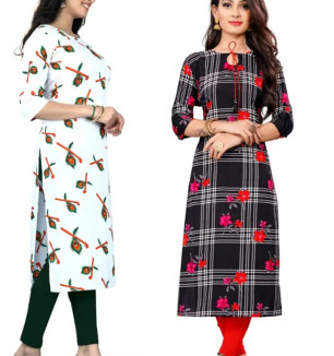 Multicoloured Crepe Printed Kurtas For Women