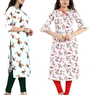 Multicoloured Crepe Printed Kurtas For Women