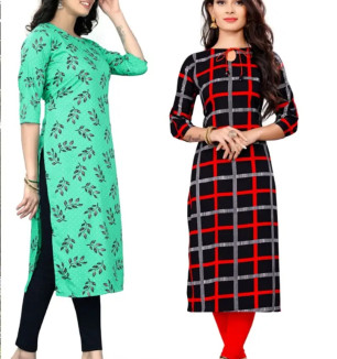 Multicoloured Polycotton Printed Kurtas For Women