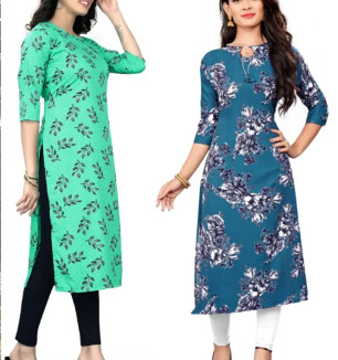 Multicoloured Polycotton Printed Kurtas For Women