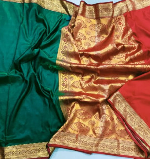 Beautiful Banarasi Satin Silk Zari Woven Saree  With Blouse Piece