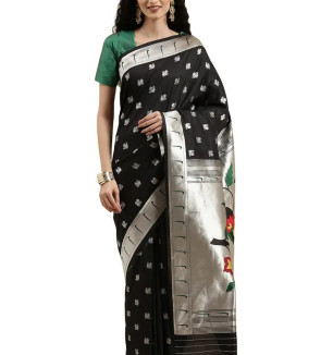 Pandadi Saree Women's Paithani Silk Saree With Blouse Piece