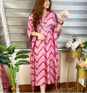 Beautiful Rayon Printed Kaftan Kurti With Lace For Women