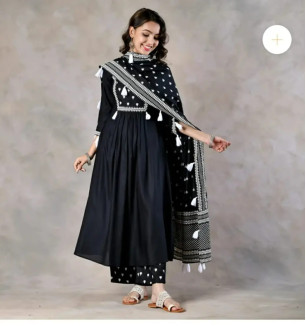 Stylish Black Rayon Kurtas For Women