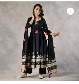 Stylish Black Rayon Kurtas For Women