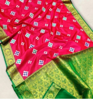 Banarasi Satin Silk Resham Work Embroidery Sarees With Blouse Piece